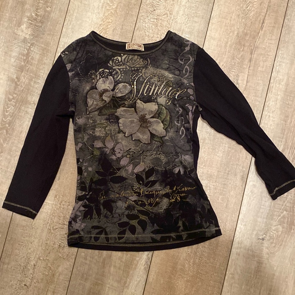 Juniors Small Three quarter length Blue Cannon Clothing top 100% cotton